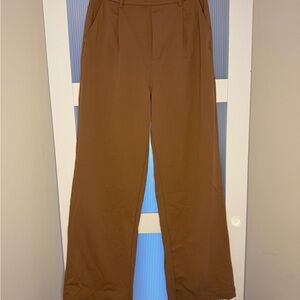 HALARA Brown Wide-Leg Stretchy Dress Pant